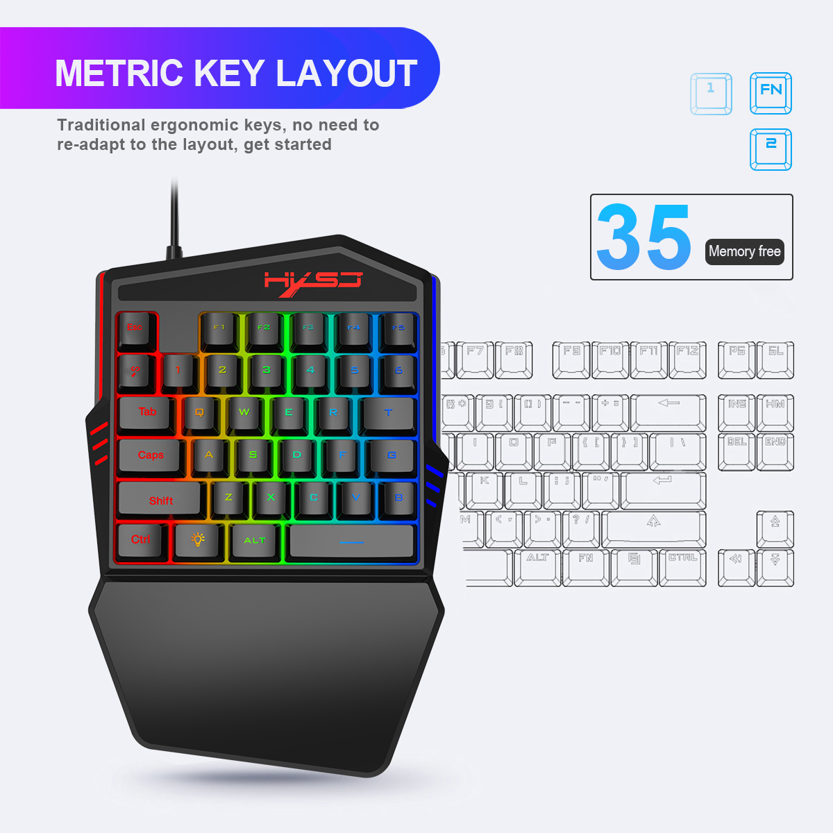 HXSJ V100 V100-2 35 Key Gaming - Gaming Keyboard Half recension och pris