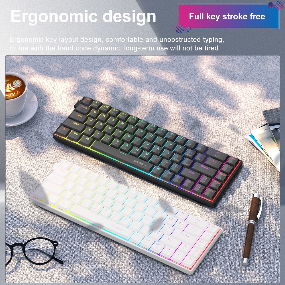E-YOOSO A68 RGB Mini Slim USB  - Gaming Keyboard Hand recension och pris