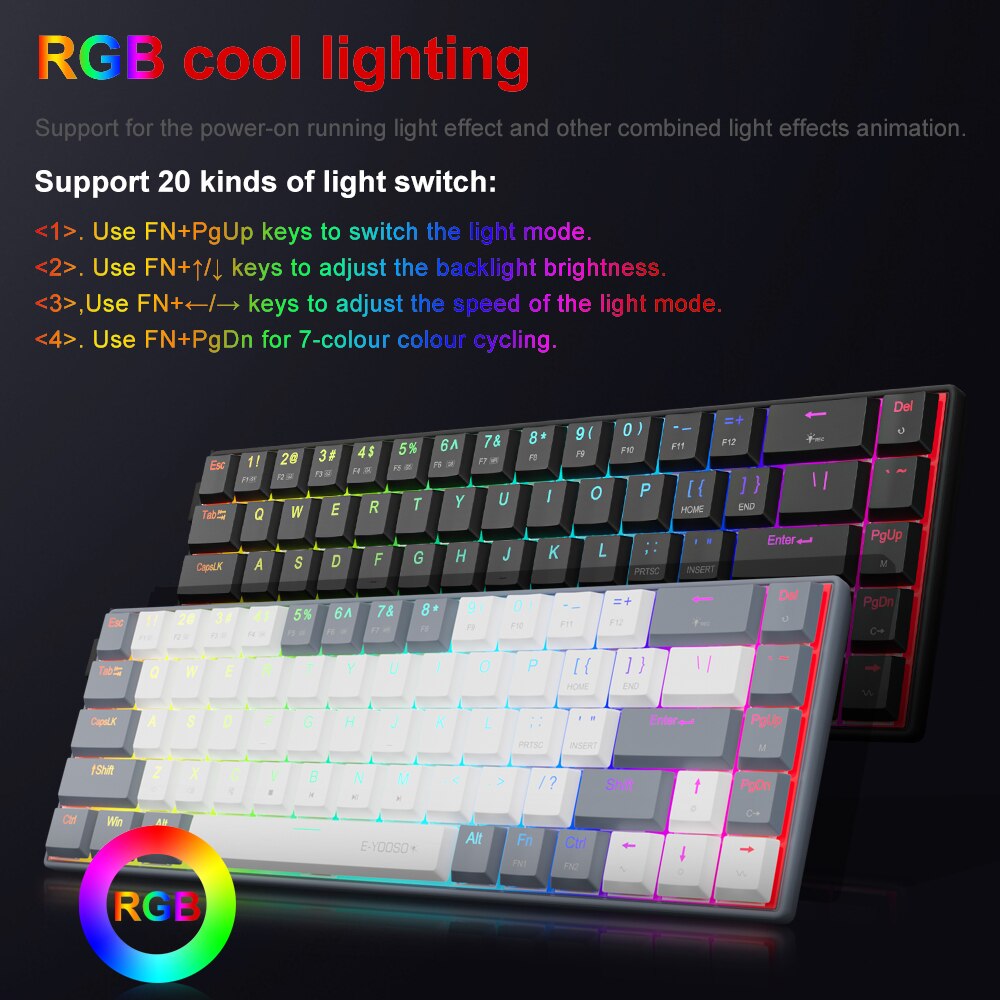 E-YOOSO A68 RGB Mini Slim USB  - Gaming Keyboard Hand recension och pris