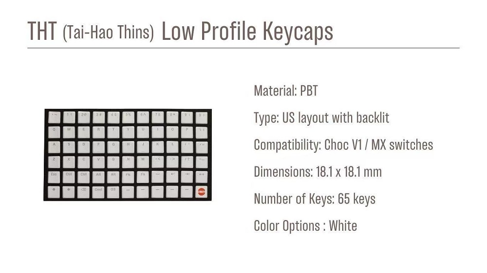 Taihao THT White Keycap Thins  - Gaming Keyboard Ergo recension och pris
