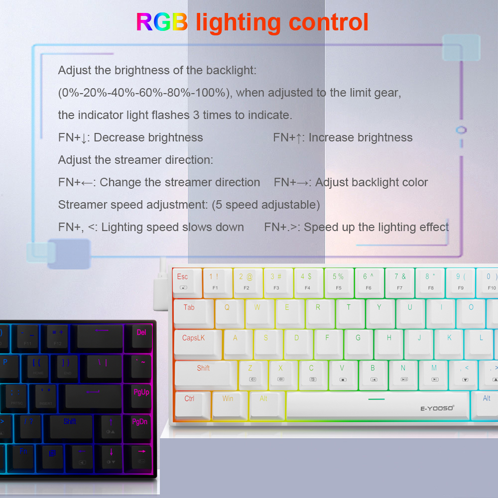 E-YOOSO Z686 RGB USB 60% Mini  - Gaming Keyboard Hand recension och pris