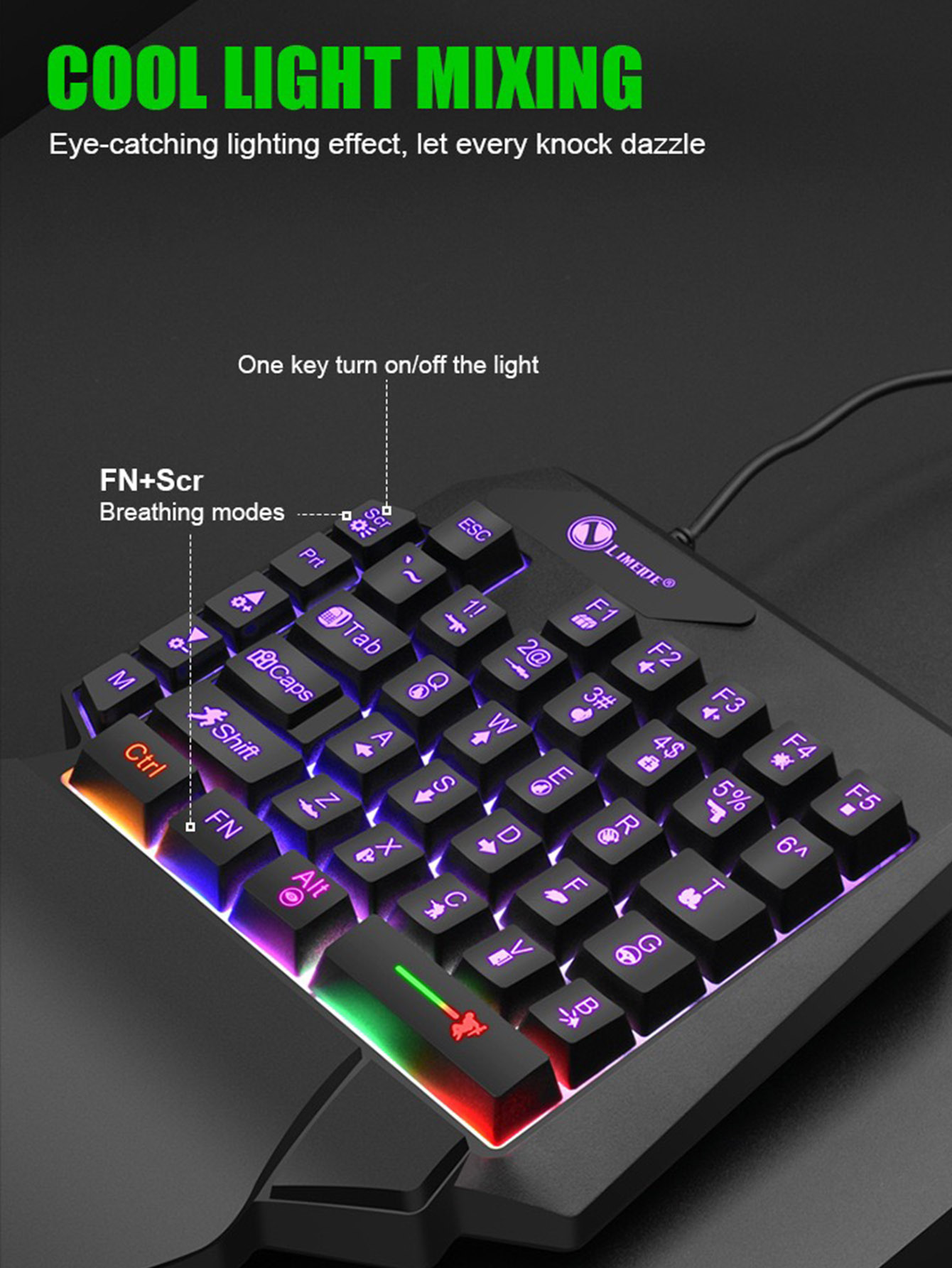 Mechanical One-Handed Light Ga - Gaming Keyboard Half recension och pris