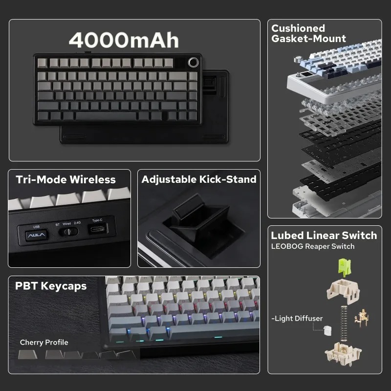 AULA F75 Max Mechanical Keyboa - Gaming Keyboard Ergo recension och pris