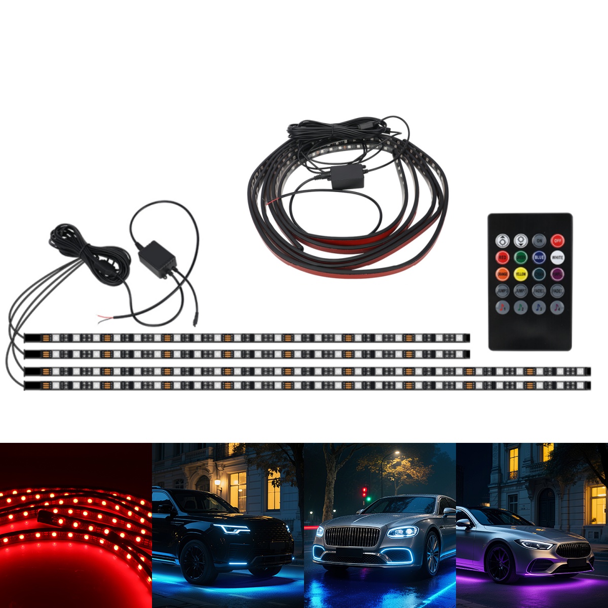 90+120CM Car RGB Chassis Light - Rgb Underglow Strip recension och pris