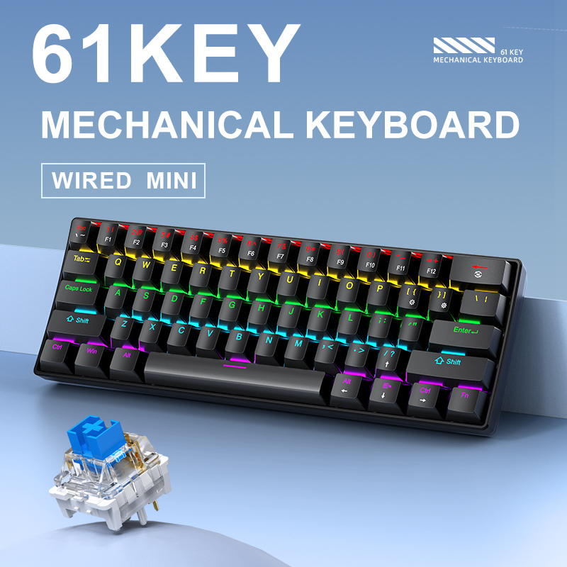 K61 Wired Mechanical Gaming Ke - Gaming Keyboard Blue Switches recension och pris