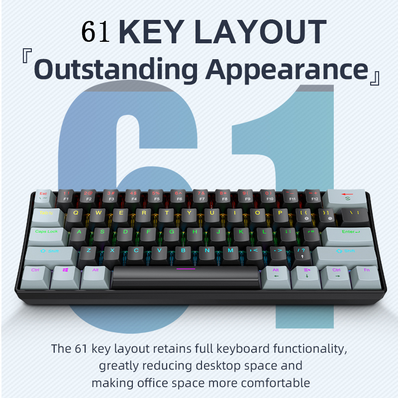 K61 Wired Mechanical Gaming Ke - Gaming Keyboard Blue Switches recension och pris