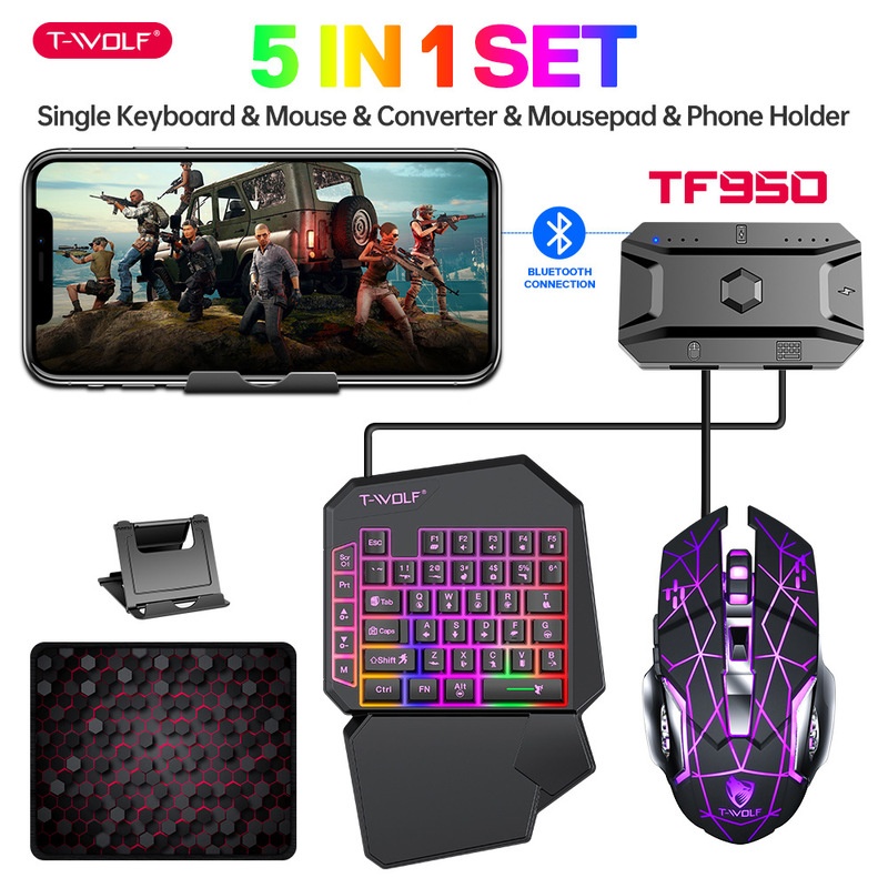 T-Wolf Tf950 5 In 1 One Handed - Gaming Keyboard Half recension och pris