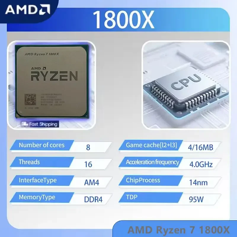 AMD Ryzen 7 1800X CPU R7 1800X - Amd Cpu Ryzen 7 recension och pris