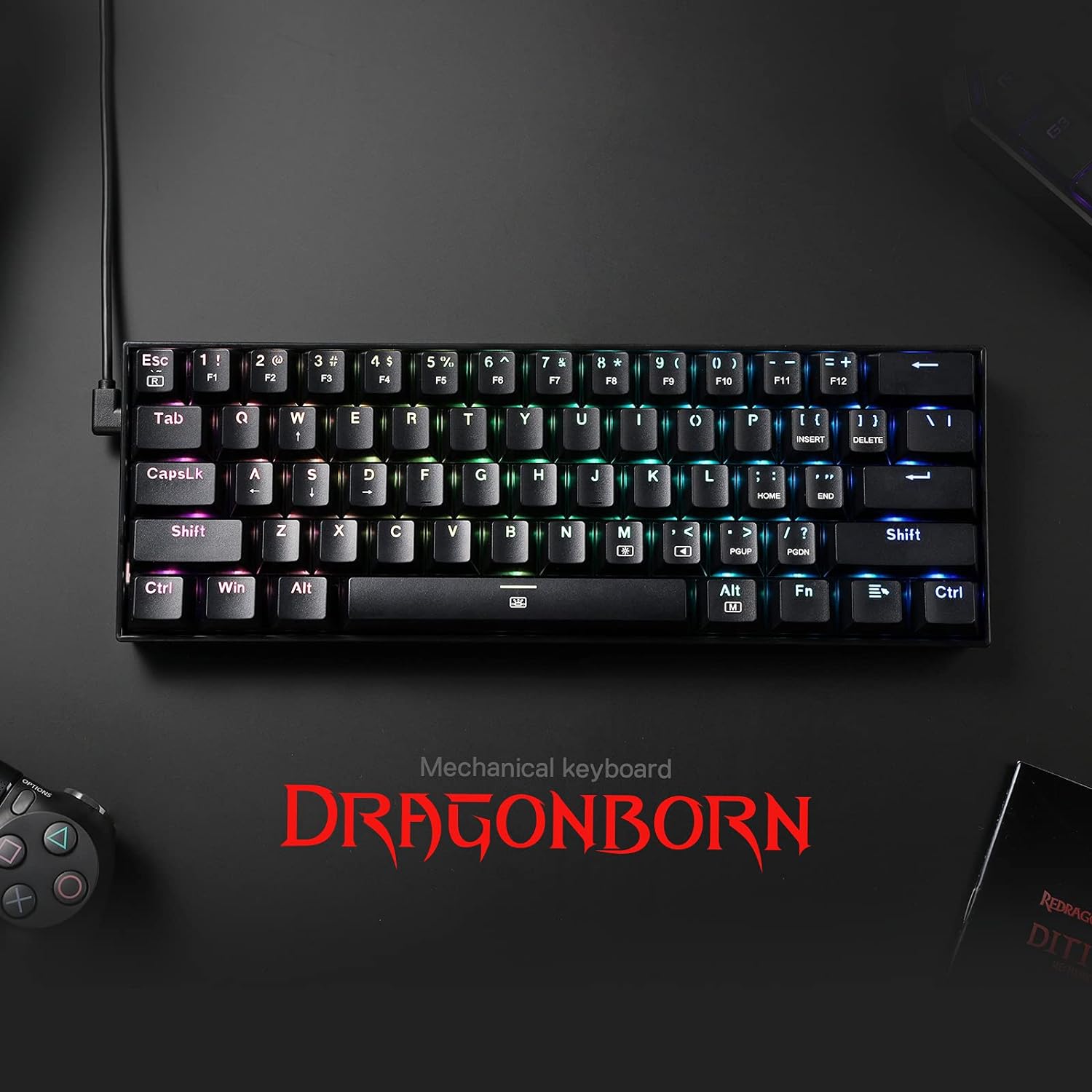 Redragon K630 Dragonborn 60% W - Gaming Keyboard Blue Switches recension och pris